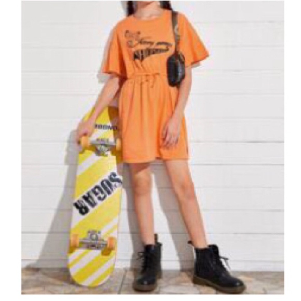 SHEIN Orange Short Sleeve Dress Nwot